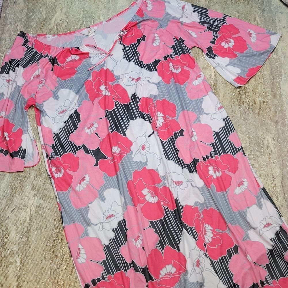 Vintage Sears Loungewear Floral Dress Plus Size XL 38-40 Made in the USA 🇺🇸